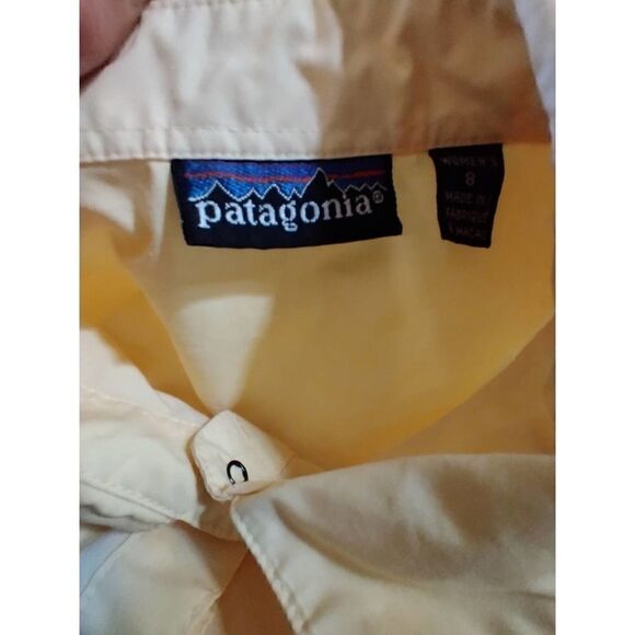 VINTAGE WOMENS PATAGONIA BUTTON UP COLLARED YELLOW SHIRT SIZE 8 - Picture 2 of 9